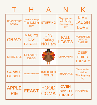 Fall Themed Bingo Card