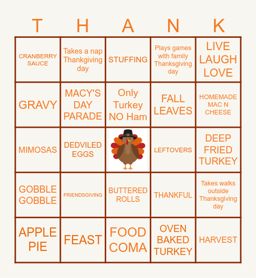 Fall Themed Bingo Card