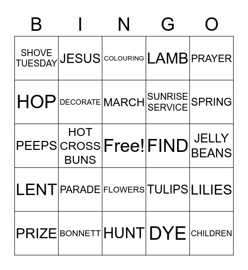 EASTER Bingo Card