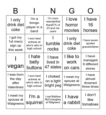 Walgreens District 362 Bingo Card