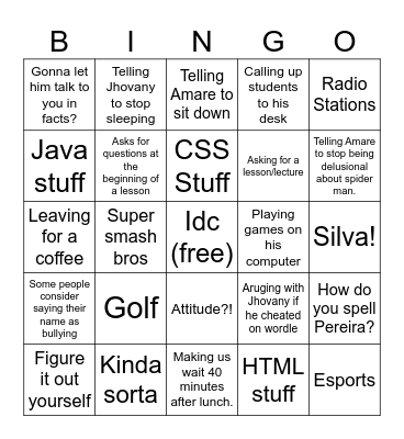 Mr.Santigo Bingo Card