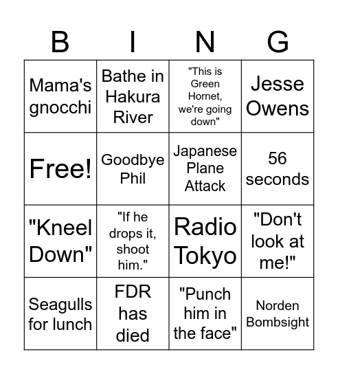 Unbroken Bingo 1 Bingo Card