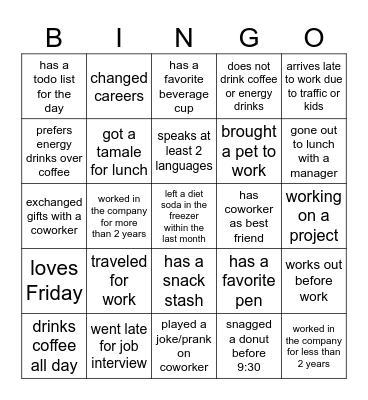 Employee Appreciation Day Bingo Card