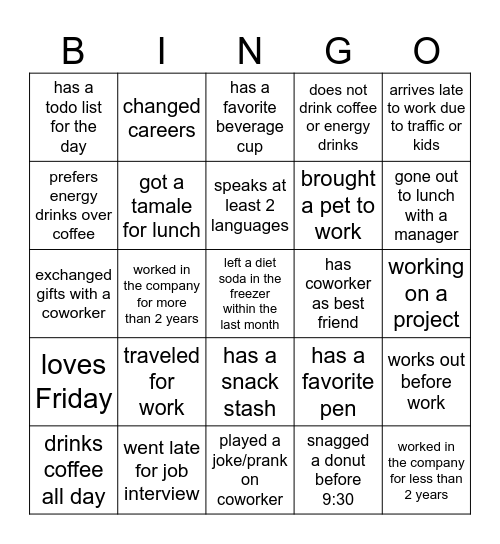 Employee Appreciation Day Bingo Card