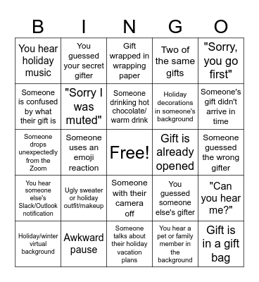 Consulting Secret Gift Exchange Bingo 2023 - Remote Bingo Card