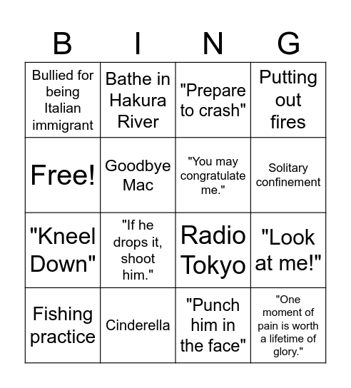 Unbroken Bingo 3 Bingo Card