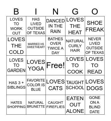 FIND ME! BINGO Card