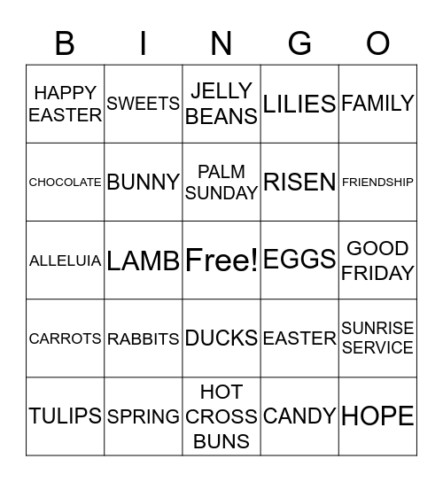 EASTER Bingo Card