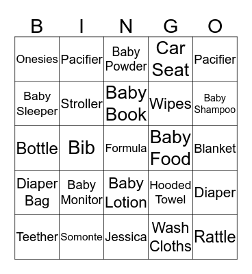 Baby Bingo Card