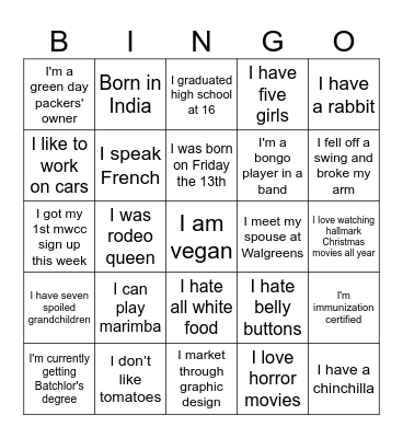 WALGREENS Bingo Card