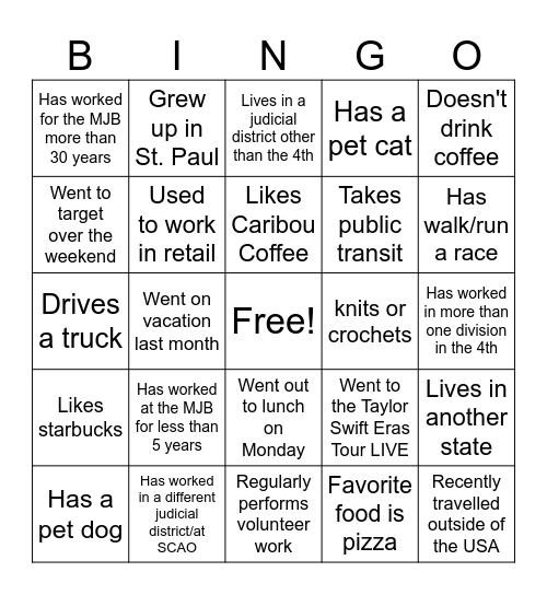 Find Someone Who...BINGO! Bingo Card