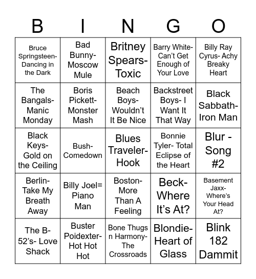 Total Quiz Trivia Presents: Radio "B"ingo Bingo Card