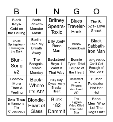 Total Quiz Trivia Presents: Radio "B"ingo Bingo Card
