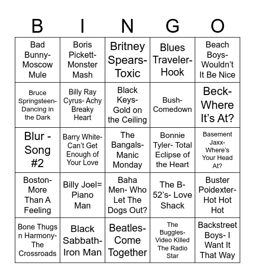 Total Quiz Trivia Presents: Radio "B"ingo Bingo Card