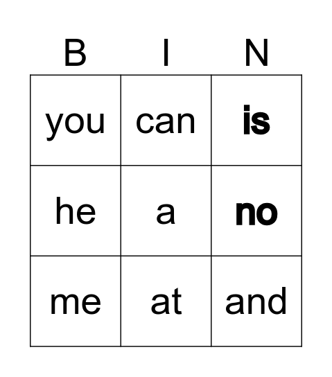 k-1 #1 Bingo Card