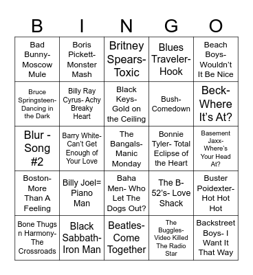 Total Quiz Trivia Presents: Radio "B"ingo Bingo Card