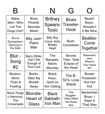 Total Quiz Trivia Presents: Radio "B"ingo Bingo Card