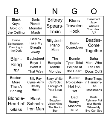 Total Quiz Trivia Presents: Radio "B"ingo Bingo Card