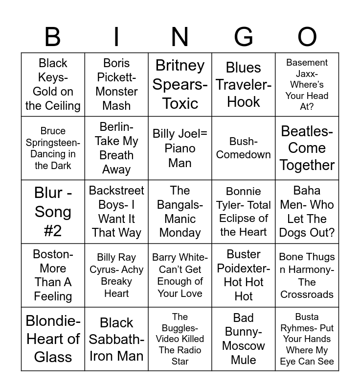 Total Quiz Trivia Presents: Radio "B"ingo Bingo Card