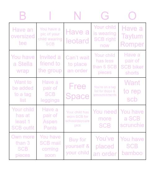 ✨SCB Bingo✨ Bingo Card