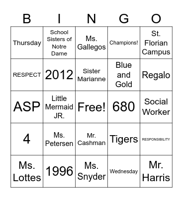 NDSM BINGO Card