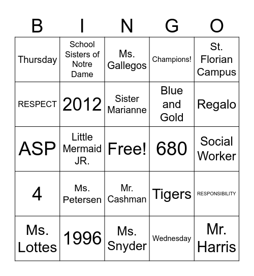 NDSM BINGO Card