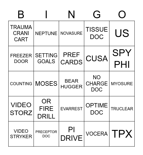 NAME: Bingo Card