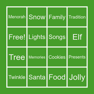 Holiday Bingo Card