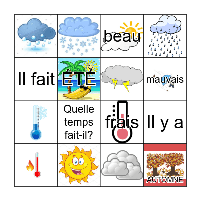 LA MÉTÉO Bingo Card