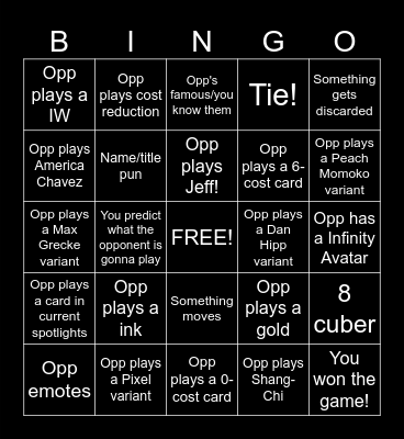 Marvel SNAP Bingo Card