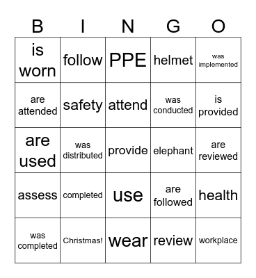 Passive and Active Voice Bingo Card