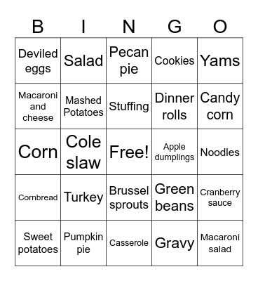 Thanksgiving Bingo Card