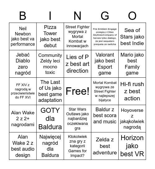 Game Awards - by ludologawka Bingo Card