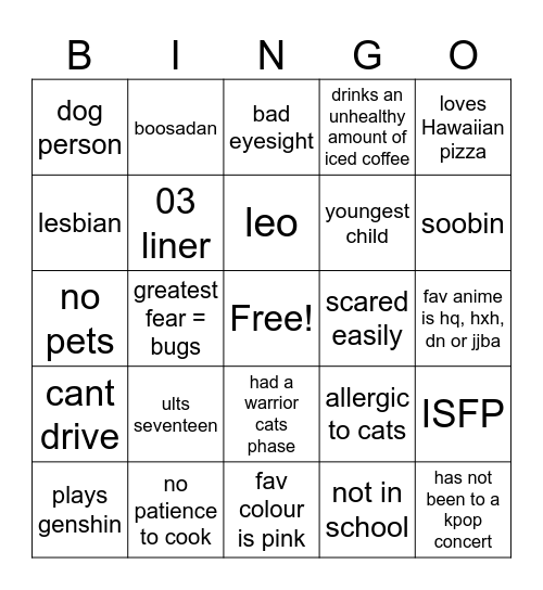 melbsdn bingo! Bingo Card