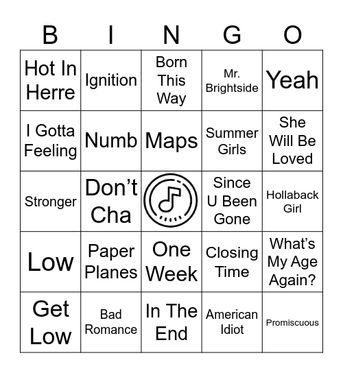 Millennial Mix Tape Vol 2 Bingo Card