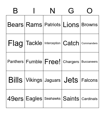 Football Bingo - NFL Bingo Card