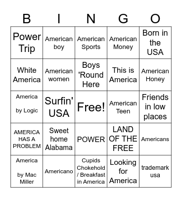 MERICAAA' 🇺🇸🤪 Bingo Card