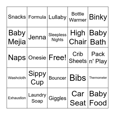Baby Bingo Card