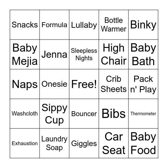 Baby Bingo Card