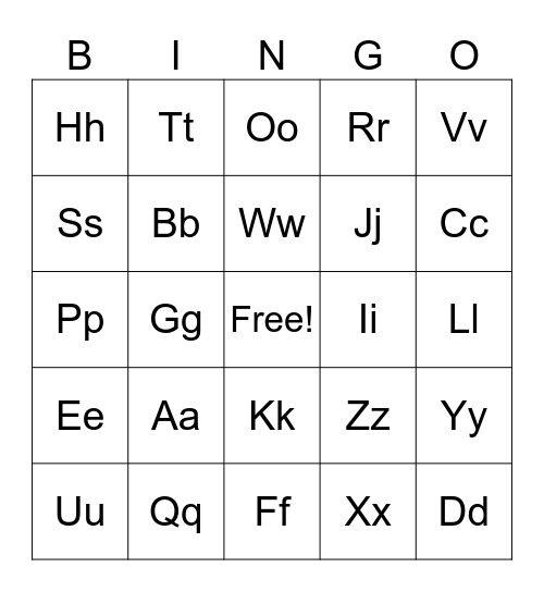 ABC Bingo Card