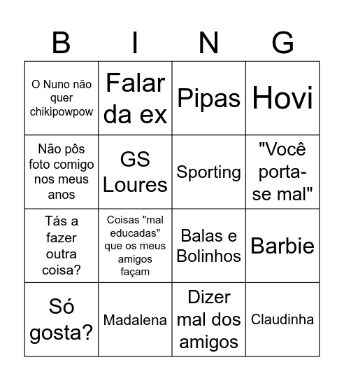 Bingo Maria Bingo Card