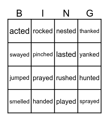 The Sounds of -er Bingo Card