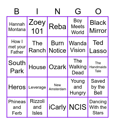 TV SHOW MUSIC BINGO #3 Bingo Card