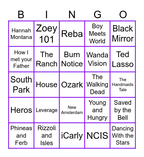 TV SHOW MUSIC BINGO #3 Bingo Card
