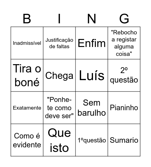 Bingocho Bingo Card