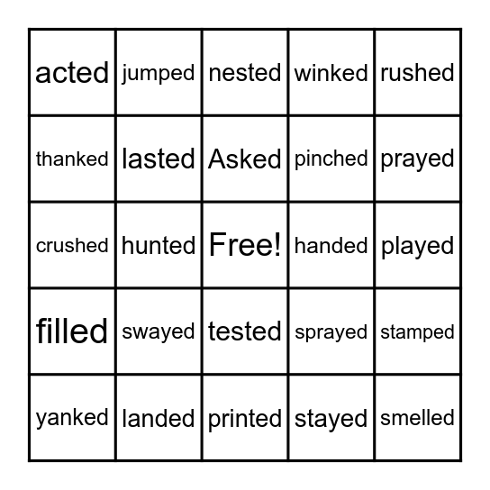 The Sounds of -er Bingo Card