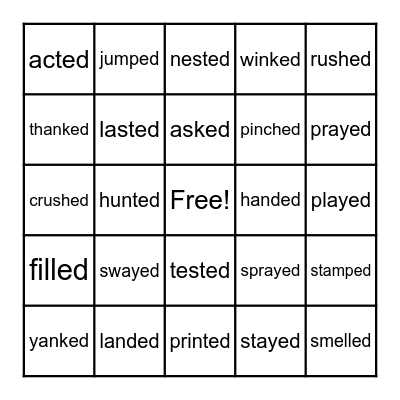 The Sounds of -ed Bingo Card