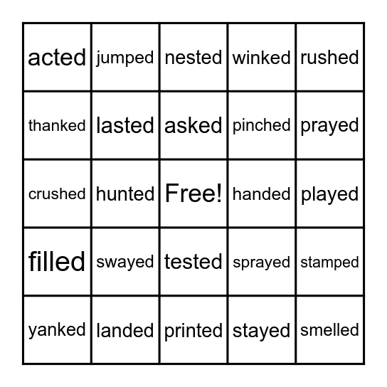 The Sounds of -ed Bingo Card