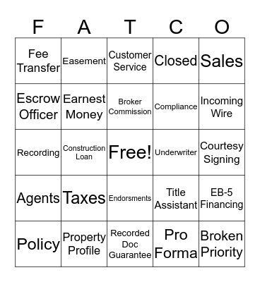 FATCO Bingo Card