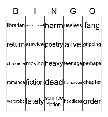 Reading books Bingo Card